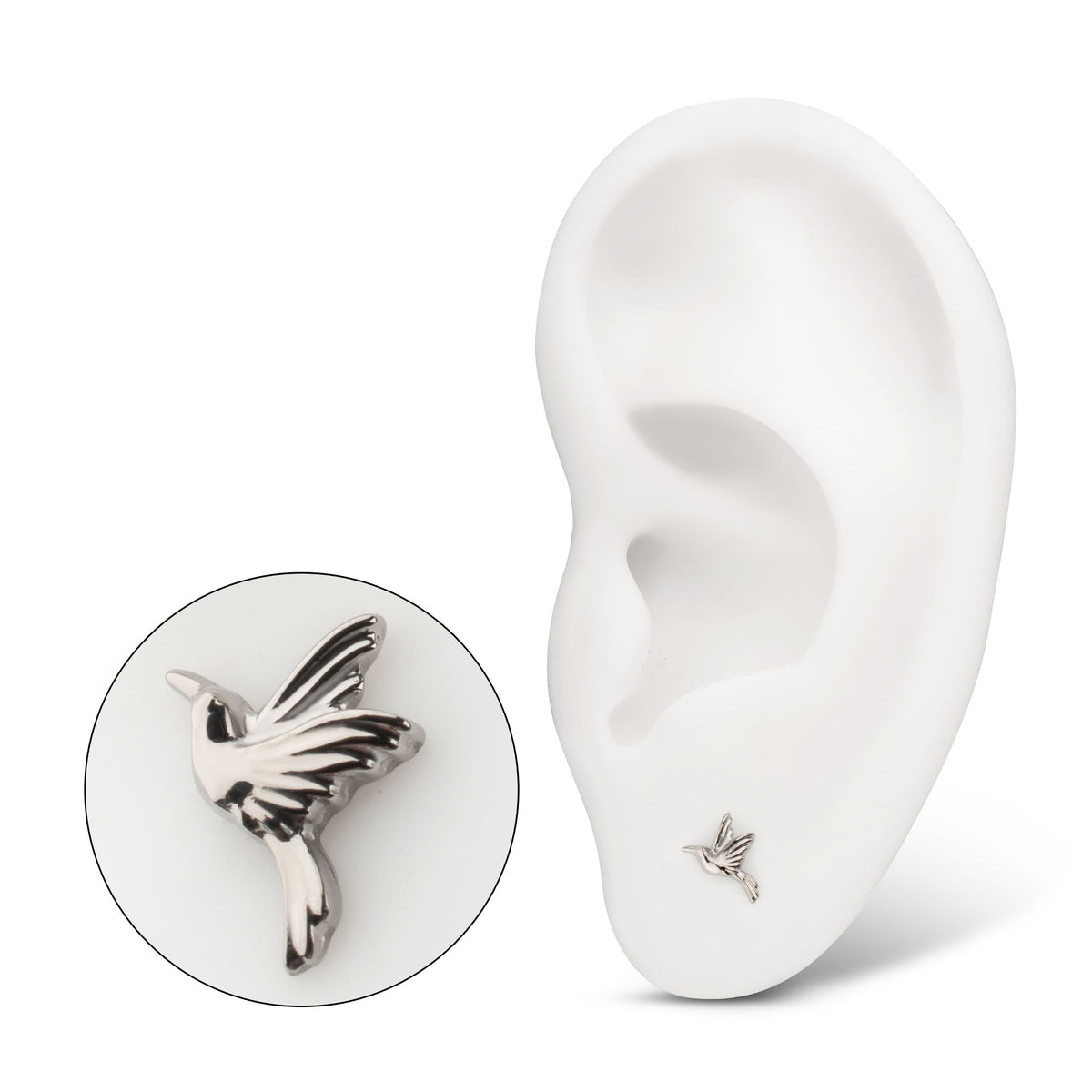 Titanium Threadless Low Profile 3D Hummingbird Top