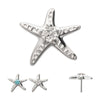 Titanium Threadless Low Profile 3D Starfish Top with Prong Set Gem