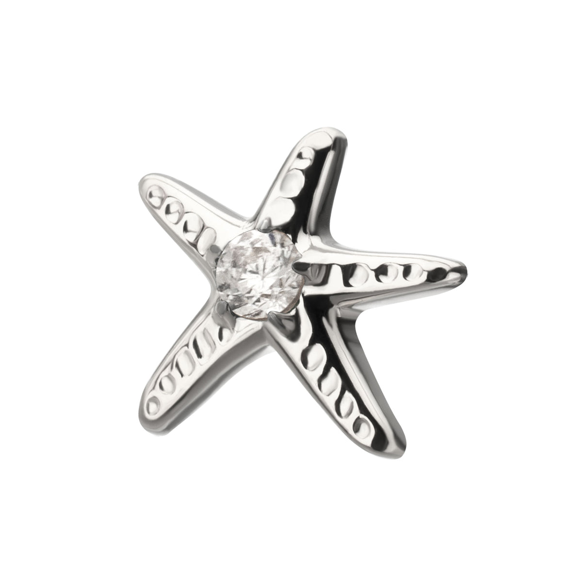 Titanium Threadless Low Profile 3D Starfish Top with Prong Set Gem