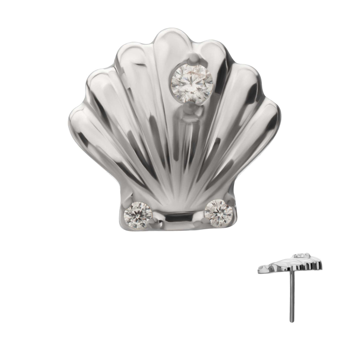 Titanium Threadless Low Profile 3D Shell Top with Prong Set Gem