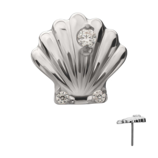 Titanium Threadless Low Profile 3D Shell Top with Prong Set Gem