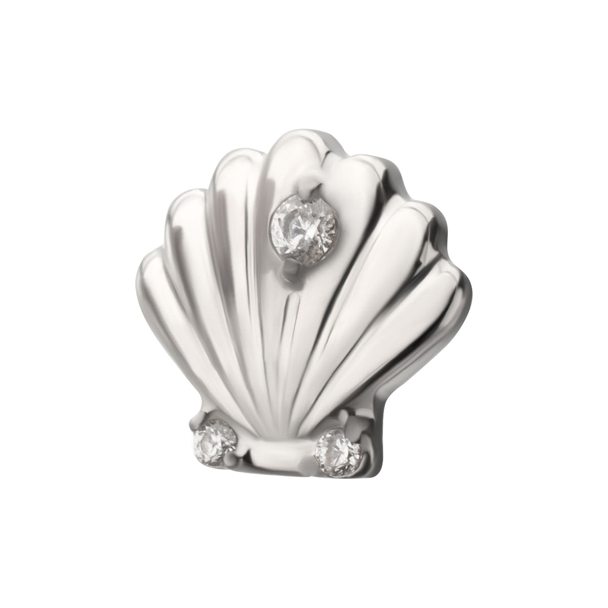 Titanium Threadless Low Profile 3D Shell Top with Prong Set Gem