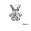 Titanium Threadless Prong Set Gem Teddy Bear Top