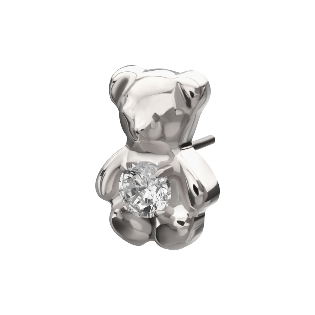 Titanium Threadless Prong Set Gem Teddy Bear Top