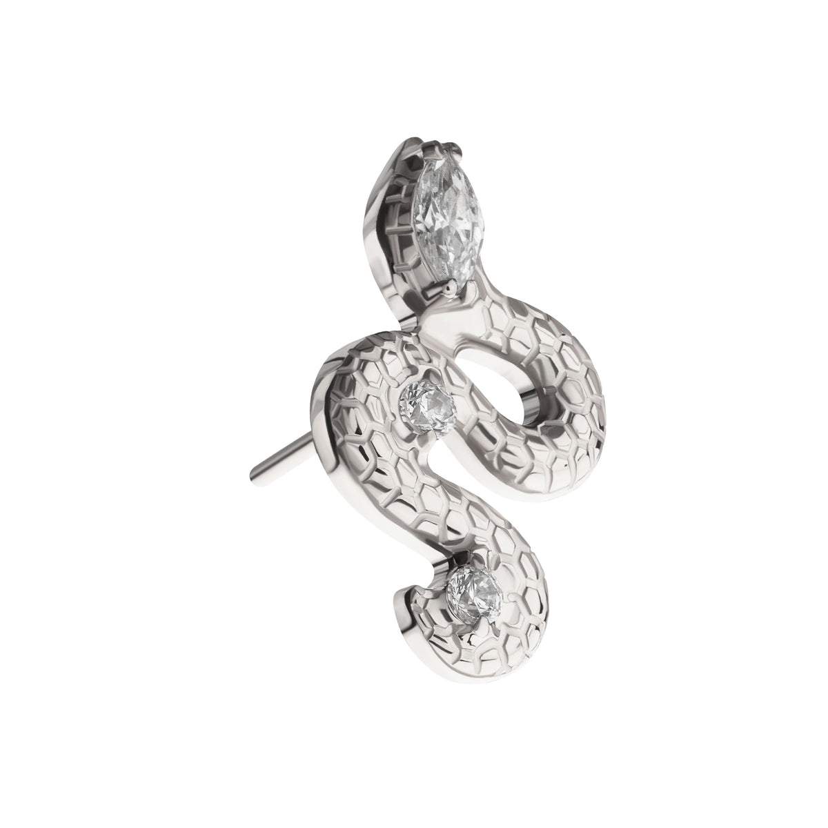 Titanium Threadless Textured Snake Gem Top