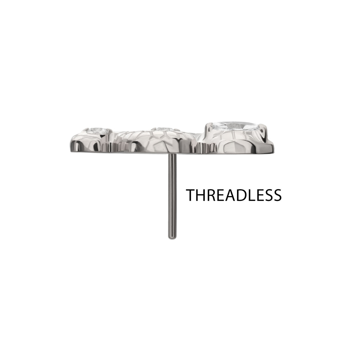 Titanium Threadless Textured Snake Gem Top