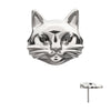 Titanium Threadless Midnight Cat Top with Prong Set Black Gem Eyes