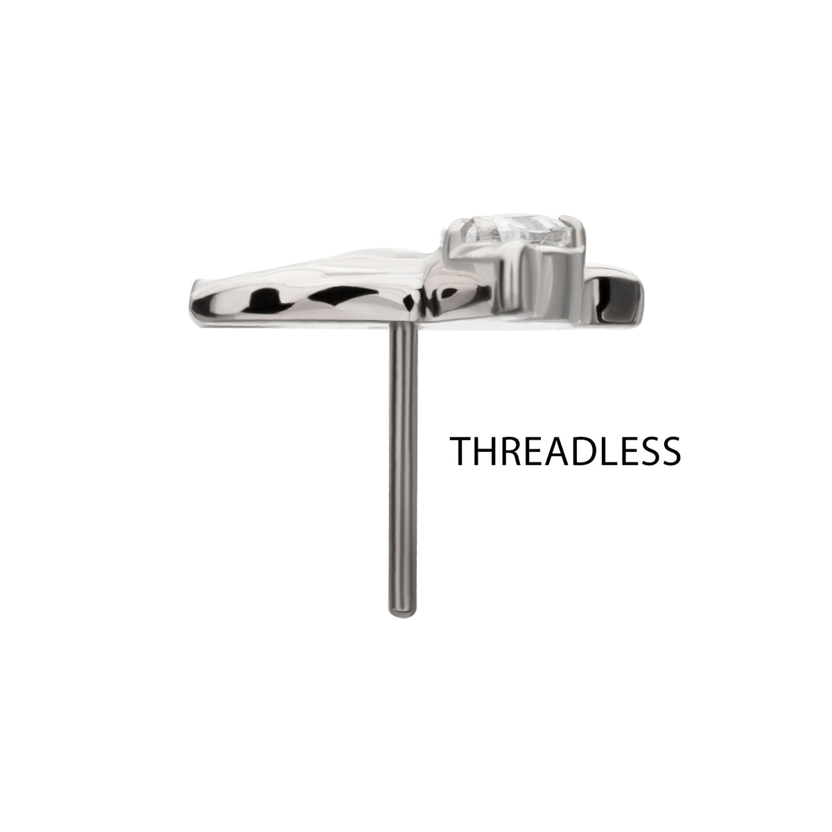 Titanium Threadless Prong Set Teardrop Gem Hummingbird Top