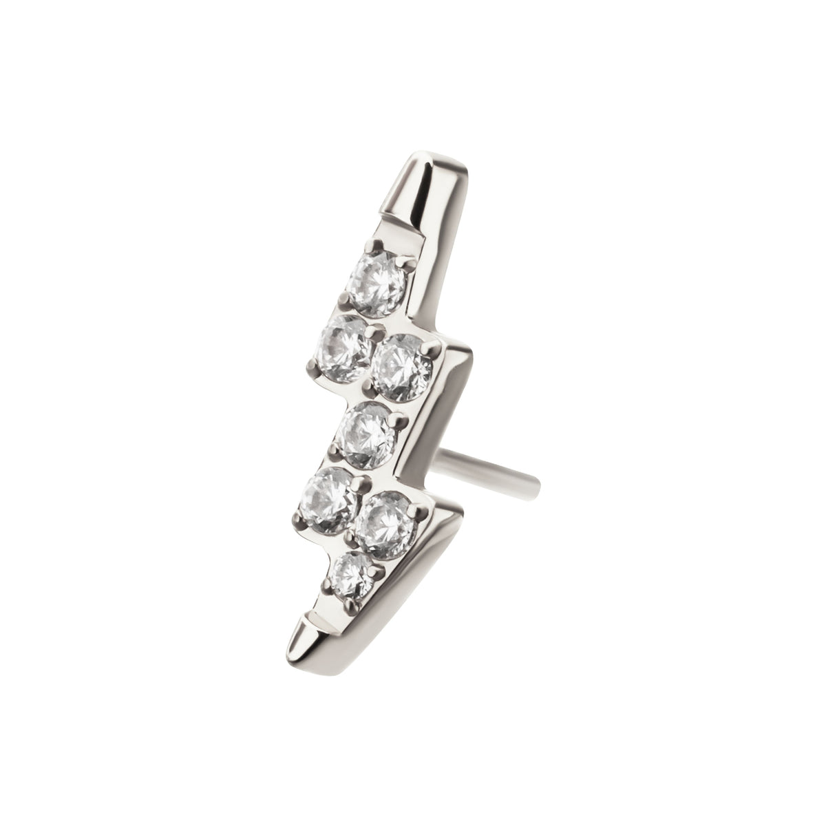 Titanium Threadless Lightning Bolt Top with Prong Set Gem
