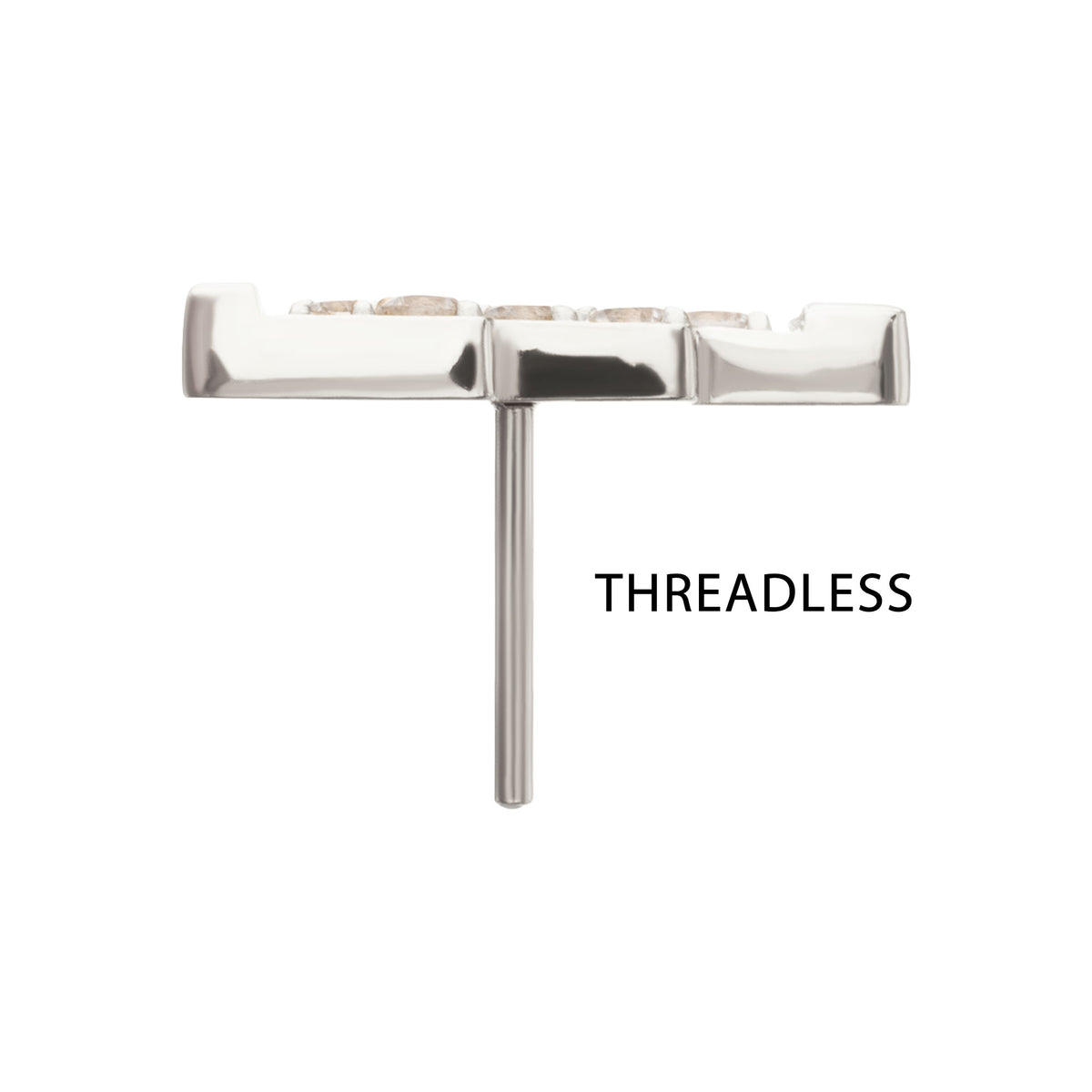 Titanium Threadless Lightning Bolt Top with Prong Set Gem