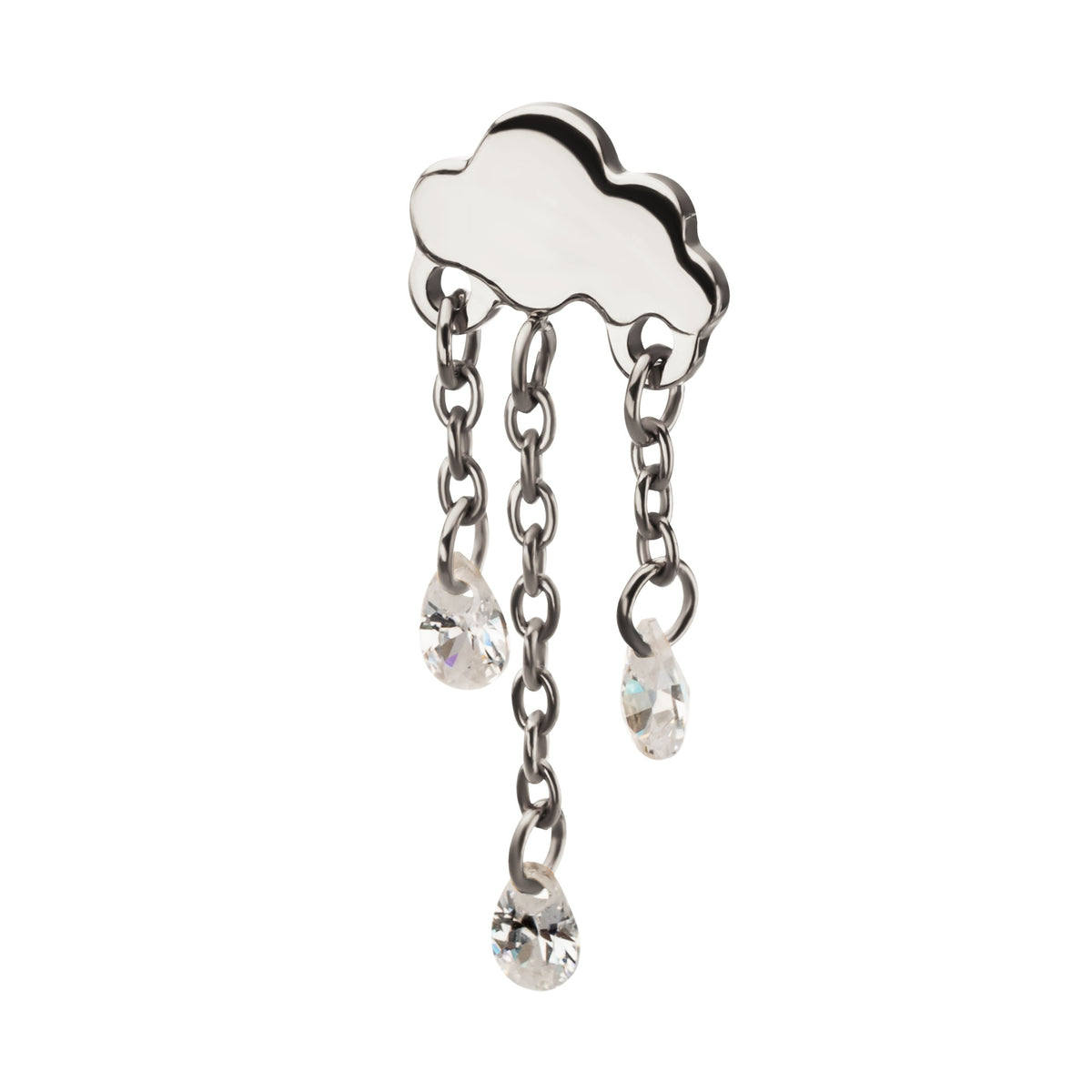 Titanium Threadless Cloud Top with Triple Floating CZ Dangle