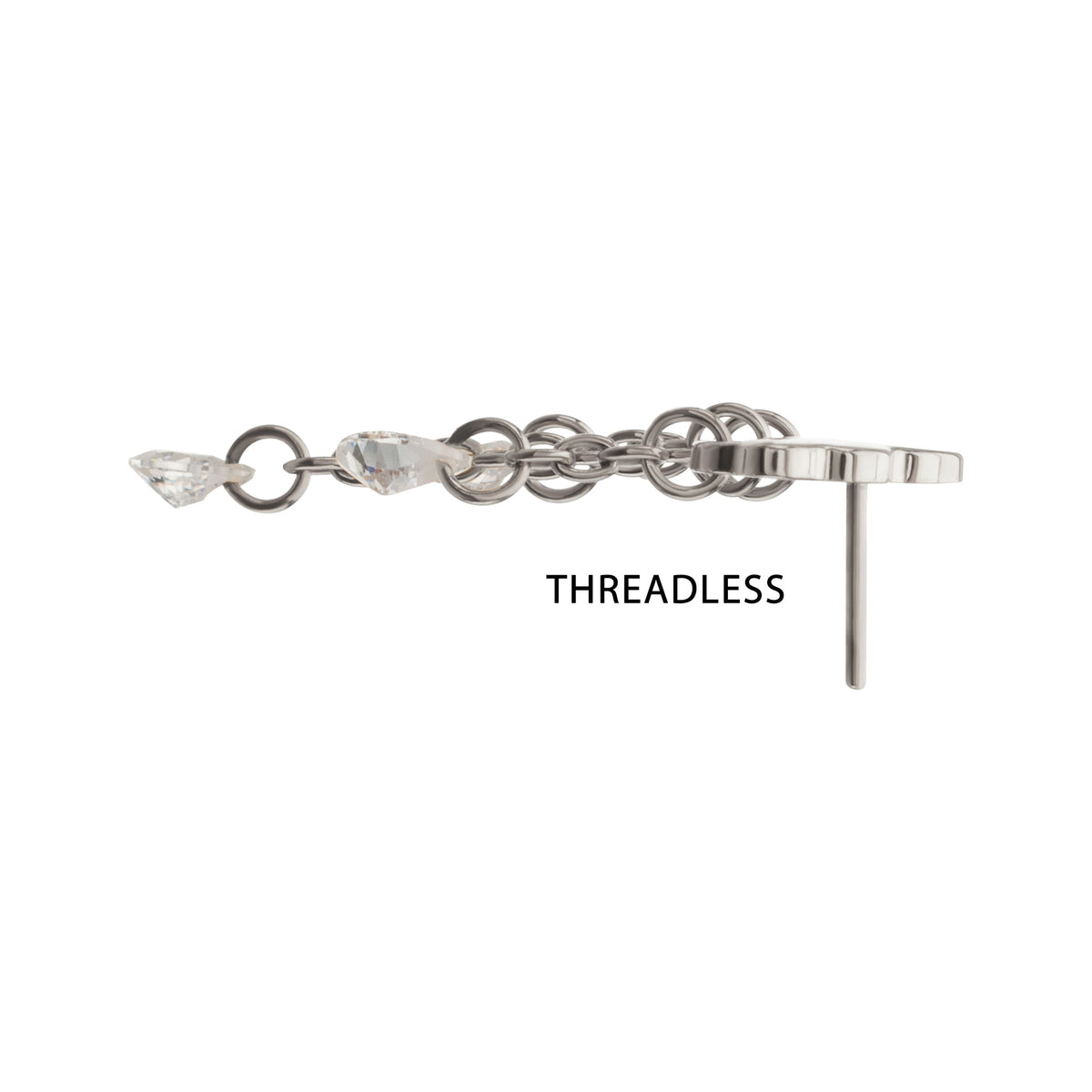 Titanium Threadless Cloud Top with Triple Floating CZ Dangle