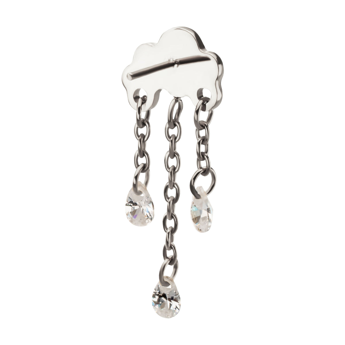 Titanium Threadless Cloud Top with Triple Floating CZ Dangle