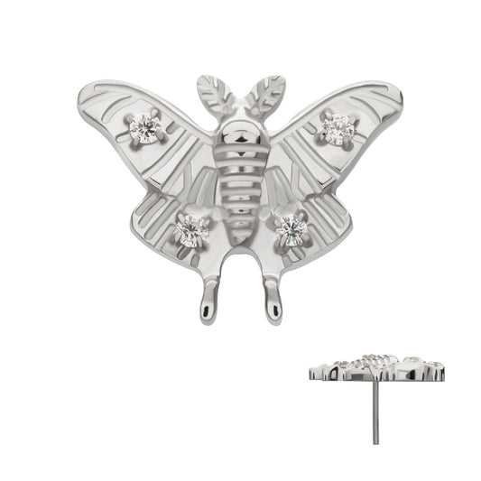 Titanium Threadless Prong Set Gem Luna Moth Top