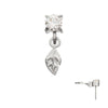 Titanium Threadless 4-Prong Set Gem Top with Leaf Dangle