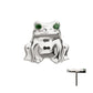 Titanium Threadless Prong Set Emerald Green Gem Frog Top