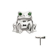 Titanium Threadless Prong Set Emerald Green Gem Frog Top