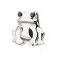 Titanium Threadless Prong Set Emerald Green Gem Frog Top