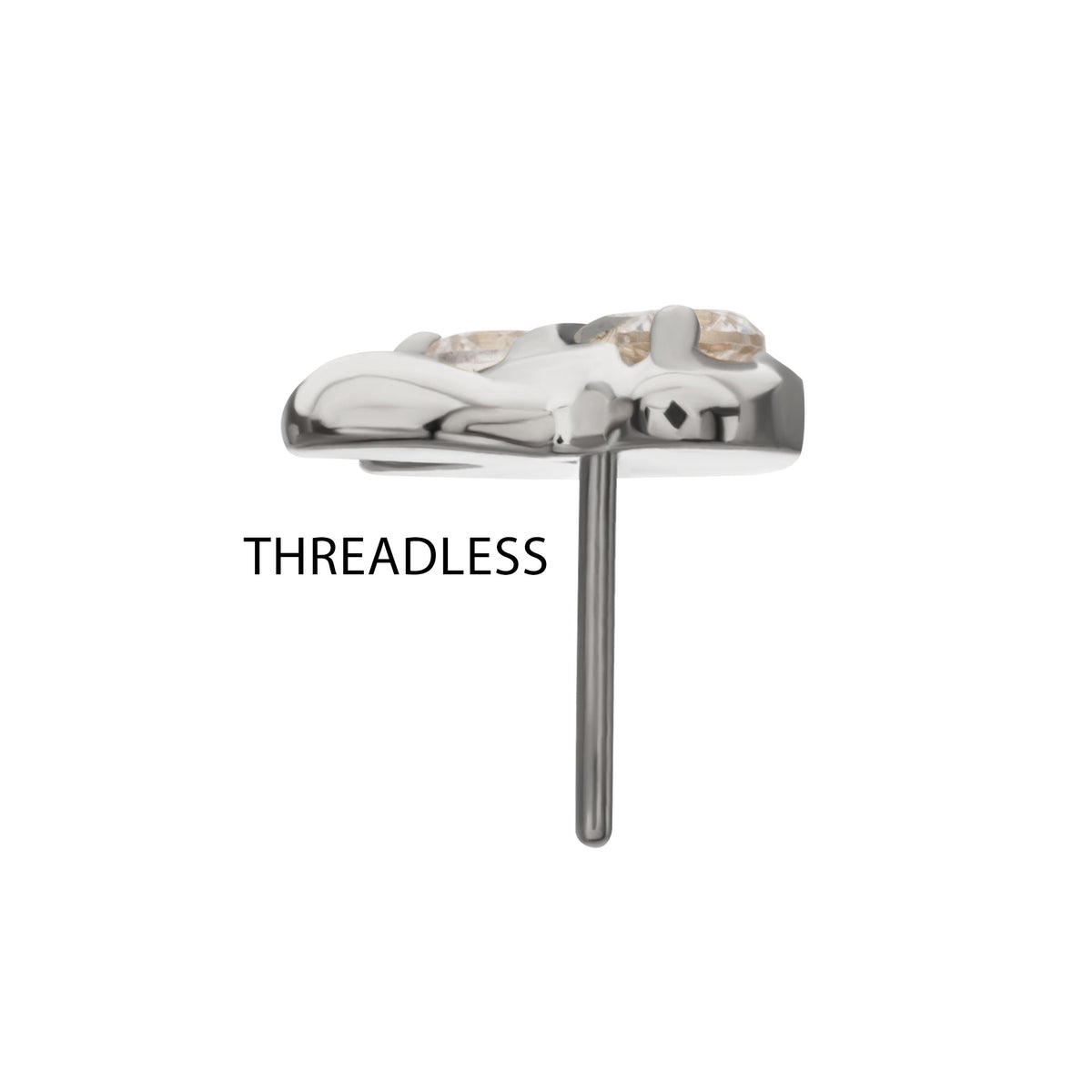 Titanium Threadless Prong Set Triple Gem Mushroom Top