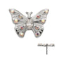 Titanium Threadless Prong Set Gem Multi-Gem Butterfly Top