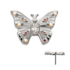 Titanium Threadless Prong Set Gem Multi-Gem Butterfly Top