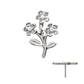 Titanium Threadless Prong Set Gem Triple Flower & Stem Top