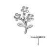 Titanium Threadless Prong Set Gem Triple Flower & Stem Top