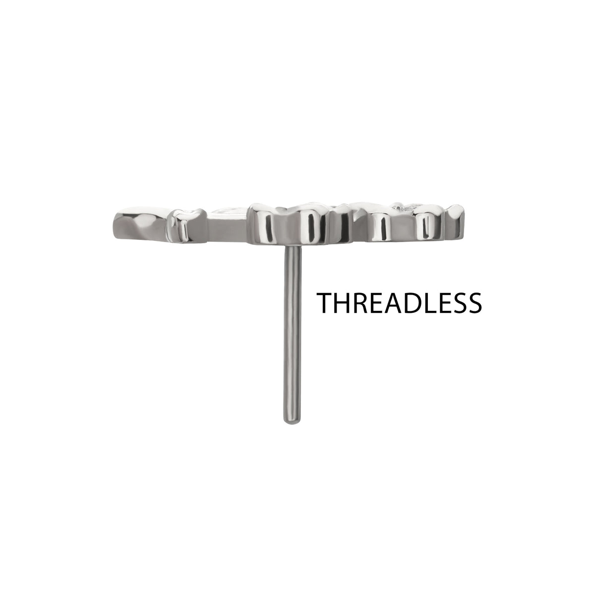 Titanium Threadless Prong Set Gem Triple Flower & Stem Top