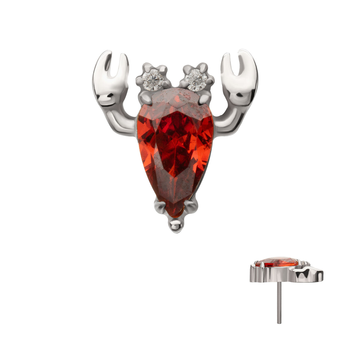 Titanium Threadless Prong Set Gem Lobster Top