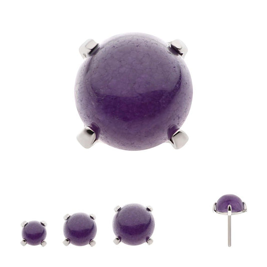 Titanium Threadless Prong Set Natural Amethyst Stone Top