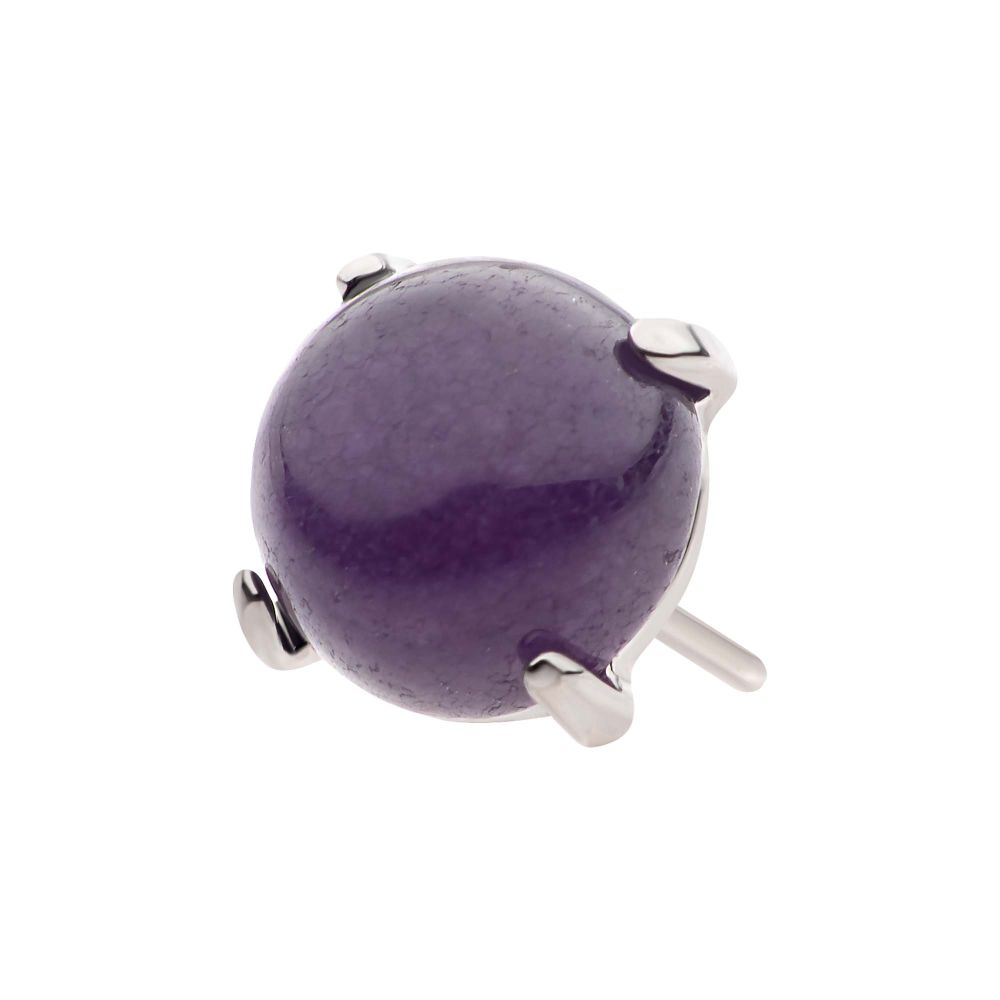 Titanium Threadless Prong Set Natural Amethyst Stone Top