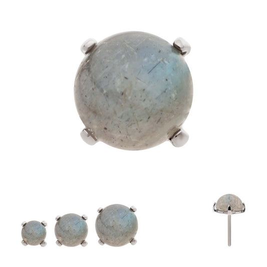 Titanium Threadless Prong Set Natural Labradorite Stone Top