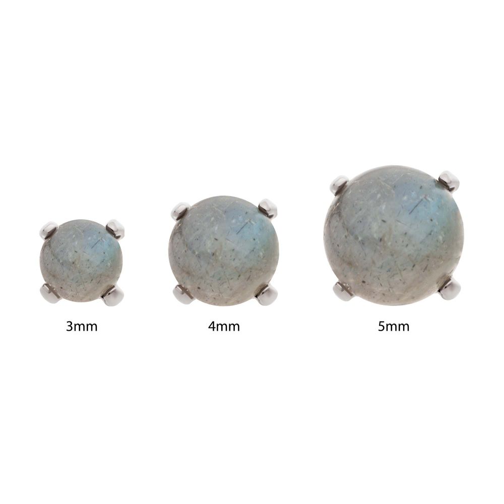 Titanium Threadless Prong Set Natural Labradorite Stone Top