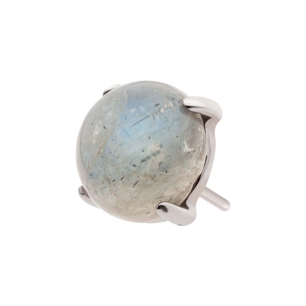 Titanium Threadless Prong Set Natural Labradorite Stone Top