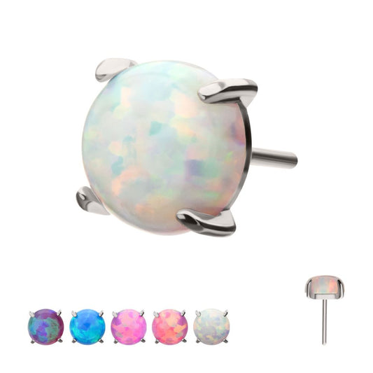 Titanium Threadless 4-Prong Opal Top