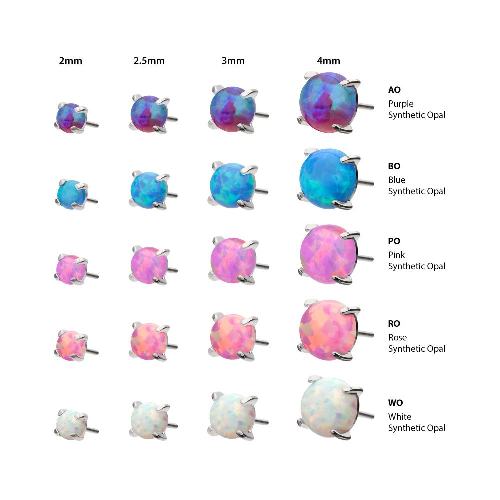 Titanium Threadless 4-Prong Opal Top