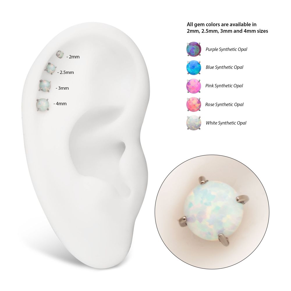 Titanium Threadless 4-Prong Opal Top