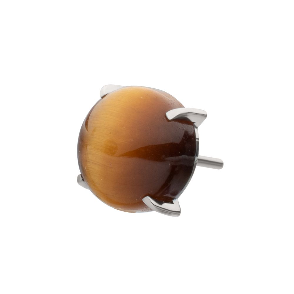 Titanium Threadless 4-Prong Round Natural Stone Top