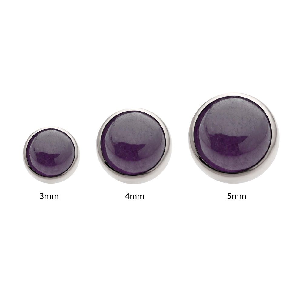 Titanium Threadless Bezel Set Natural Amethyst Stone Top