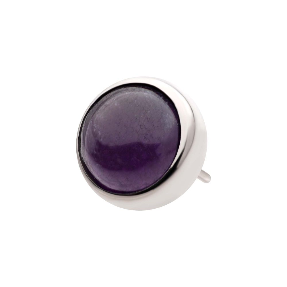 Titanium Threadless Bezel Set Natural Amethyst Stone Top