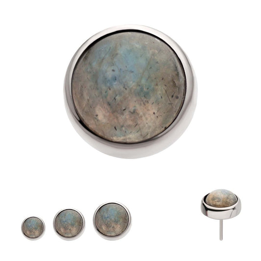 Titanium Threadless Bezel Set Natural Labradorite Stone Top