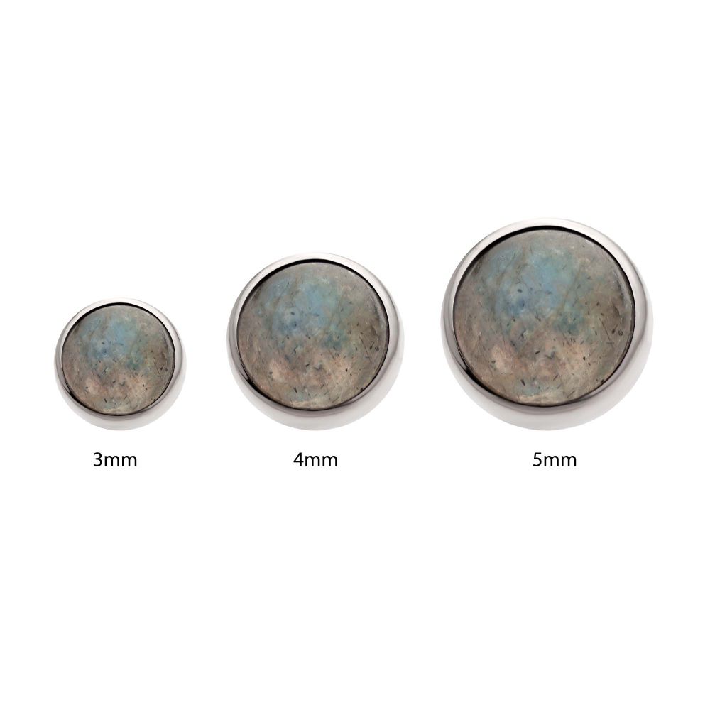 Titanium Threadless Bezel Set Natural Labradorite Stone Top