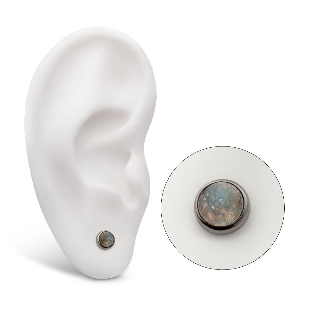 Titanium Threadless Bezel Set Natural Labradorite Stone Top