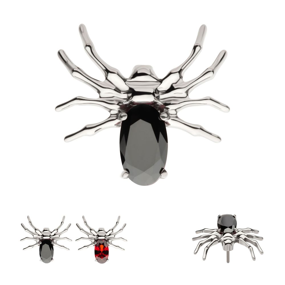 Titanium Threadless Spider Top with 4-Prong Oval CZ
