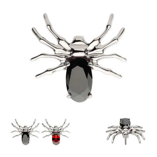 Titanium Threadless Spider Top with 4-Prong Oval CZ