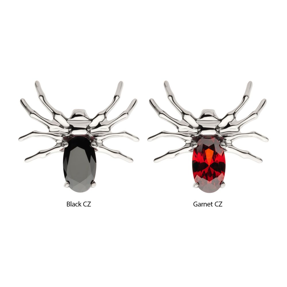 Titanium Threadless Spider Top with 4-Prong Oval CZ
