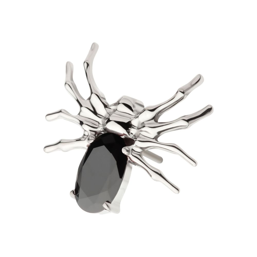 Titanium Threadless Spider Top with 4-Prong Oval CZ
