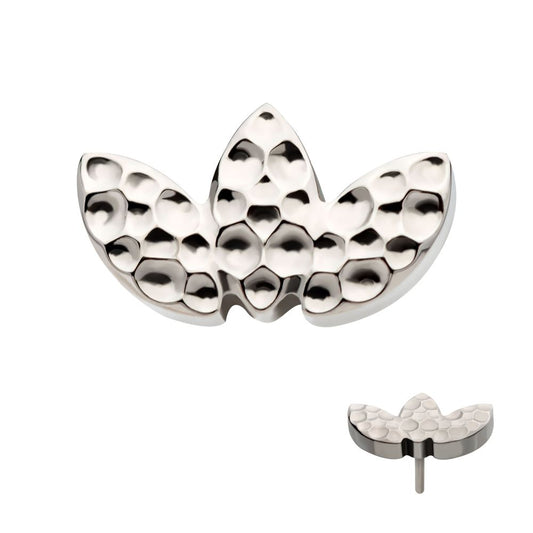 Titanium Threadless Hammered Marquise 3-Cluster Top