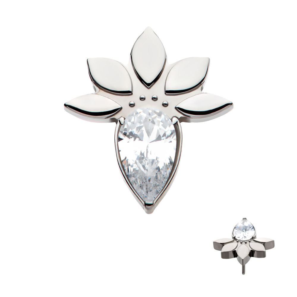 Titanium Threadless Marquise Cluster Fan Shape with Teardrop CZ Top