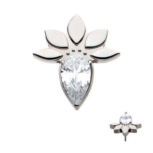 Titanium Threadless Marquise Cluster Fan Shape with Teardrop CZ Top